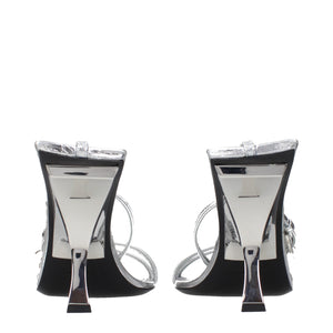 The Attico Graue Sandalen mit Stiletto-Absatz aus Leder