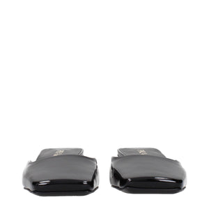 Prada Schwarze flache Sandalen aus Leder