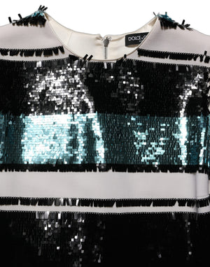 Dolce & Gabbana Ärmelloses Shift-Kleid mit mehrfarbigen Pailletten
