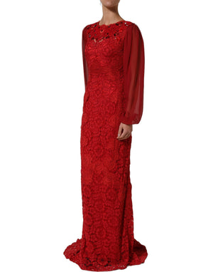 Dolce & Gabbana Rotes besticktes Meerjungfrauen-Abendkleid