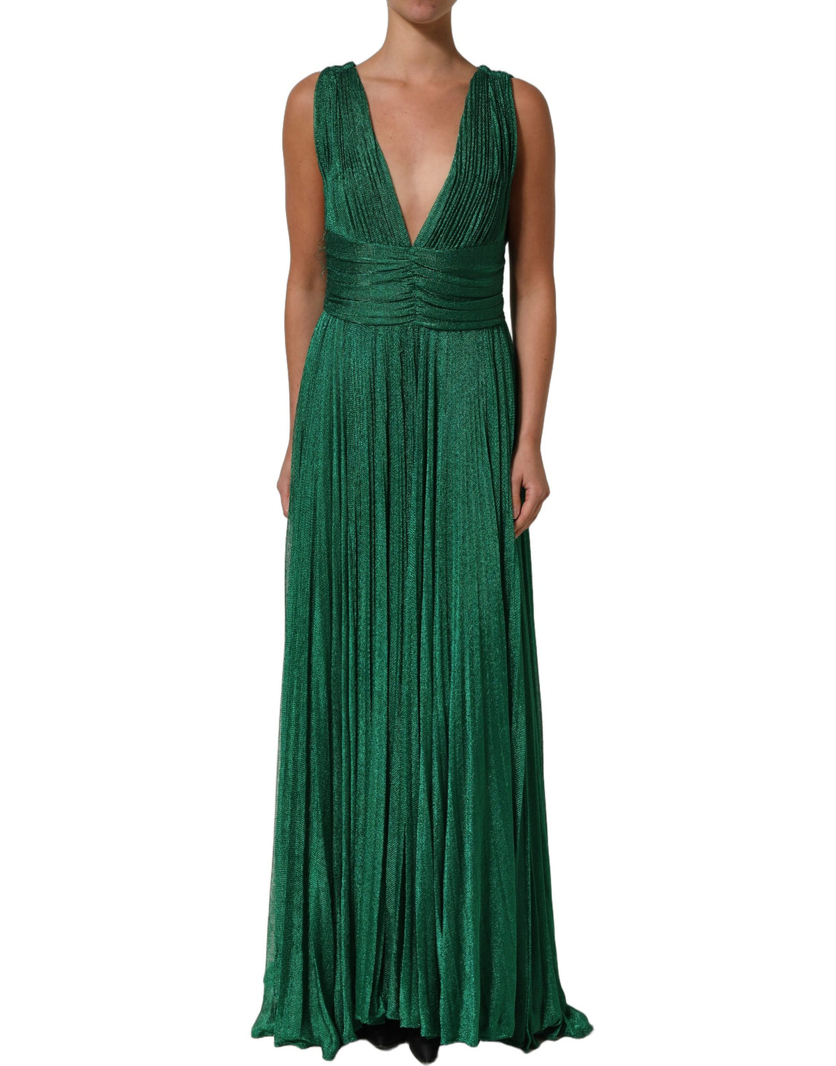 Dolce & Gabbana Smaragdgrünes Plissee-Abendkleid