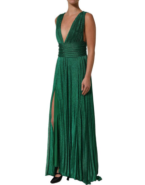 Dolce & Gabbana Smaragdgrünes Plissee-Abendkleid