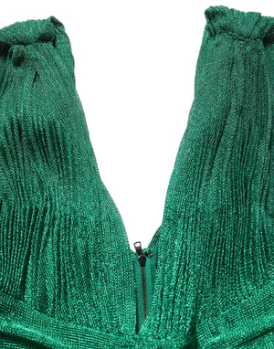 Dolce & Gabbana Smaragdgrünes Plissee-Abendkleid