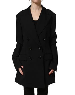 Dolce & Gabbana Schwarzer Krepp-Blazer im Double-Breasted-Stil