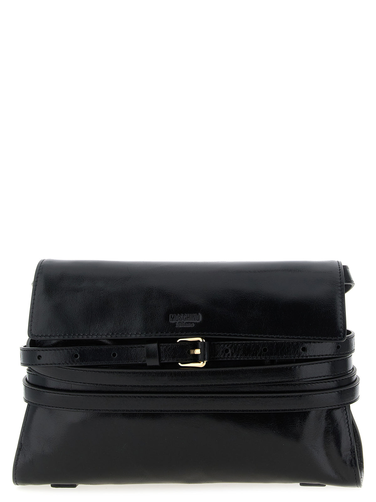 Moschino Schwarze Leder Umhängetasche