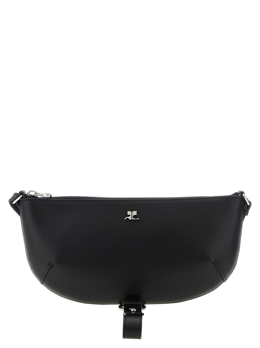 Courrèges Schwarze Kalbsleder-Schultertasche