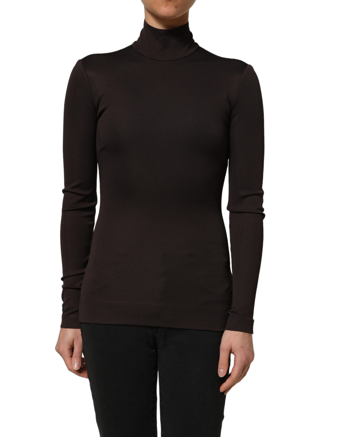 Dolce & Gabbana Braunes Rollkragen-Langarmblusen-Top