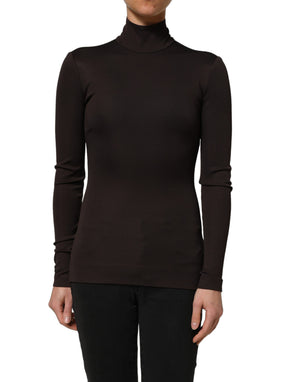 Dolce & Gabbana Braunes Rollkragen-Langarmblusen-Top