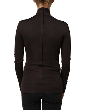 Dolce & Gabbana Braunes Rollkragen-Langarmblusen-Top