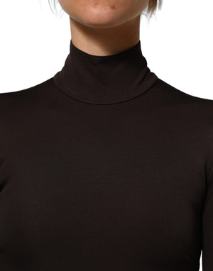 Dolce & Gabbana Braunes Rollkragen-Langarmblusen-Top