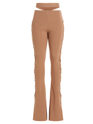 ANDREĀDAMO Beige Viscose Flared Pants