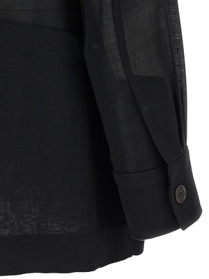 Ferragamo Schwarze Bluse aus reiner Schurwolle
