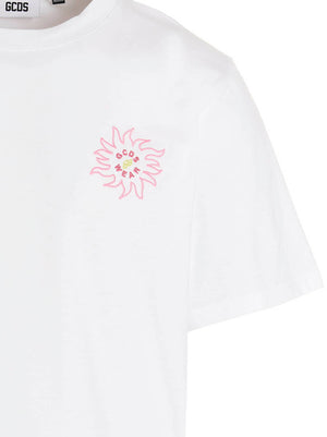 GCDS Weißes Baumwoll-T-Shirt