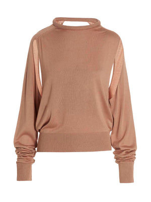RAMAEL Beige Seidenstrickjacke