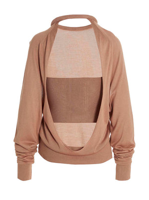 RAMAEL Beige Seidenstrickjacke