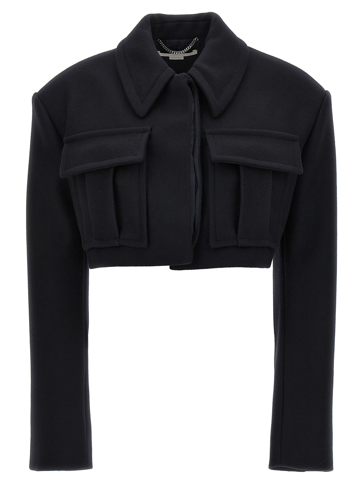 Stella McCartney Schwarze Wolljacke in voller Länge
