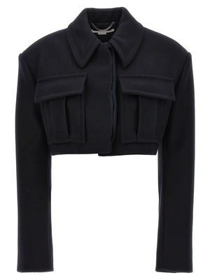 Stella McCartney Schwarze Wolljacke in voller Länge