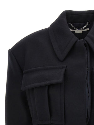 Stella McCartney Schwarze Wolljacke in voller Länge