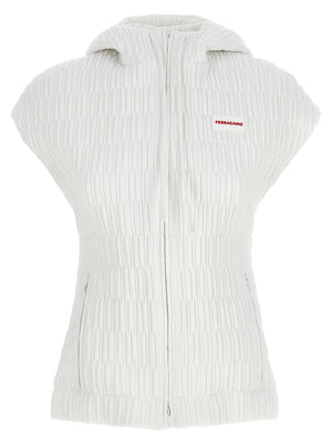 Ferragamo Weiße ärmellose Jacke aus Polyamid