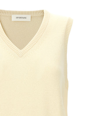 Sportmax Ärmellose Zweifarbige Wolljacke