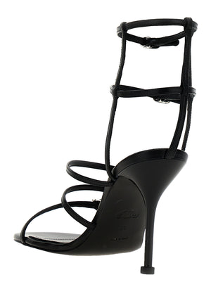 Alexander McQueen Schwarze Stilettosandalen aus Lammleder