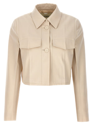 Fendi Beige Wollmantel Lang