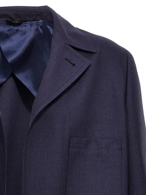 Fendi Blaue Jacke aus reiner Schurwolle in voller Länge