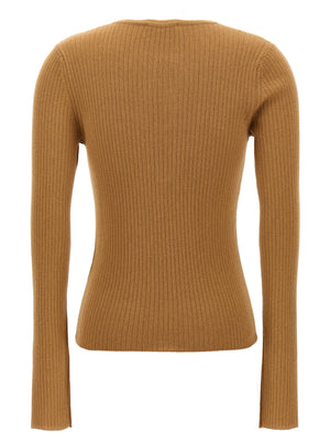 Max Mara Beige Seidenstrickjacke