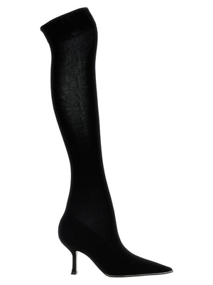 RENE CAOVILLA Schwarze Leder Overknee-Stiefel