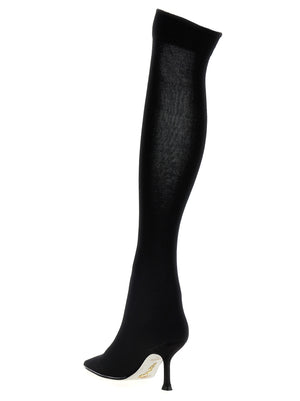RENE CAOVILLA Schwarze Leder Overknee-Stiefel
