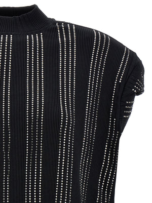 The Attico Schwarzes kurzes Baumwollkleid