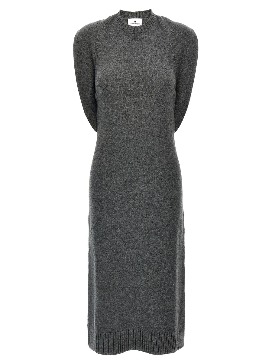Courrèges Graues Wollkleid Midi