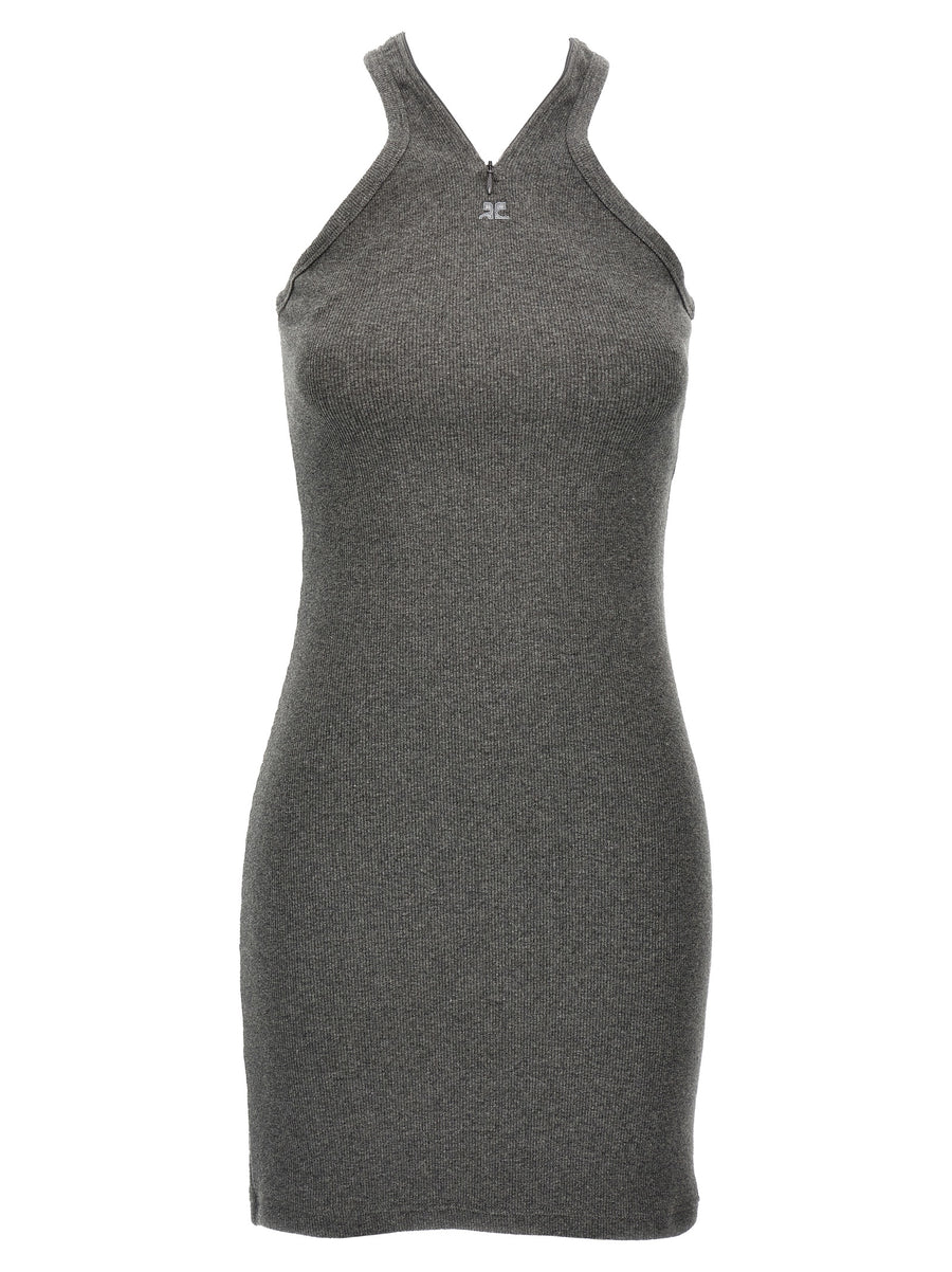 Courrèges Graues Baumwoll-Kurzkleid
