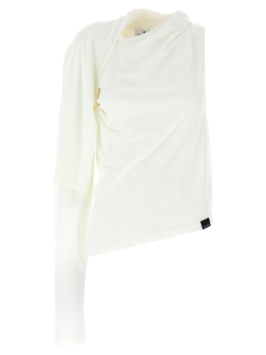 Courrèges Weißes Langarm-T-Shirt aus Baumwolle