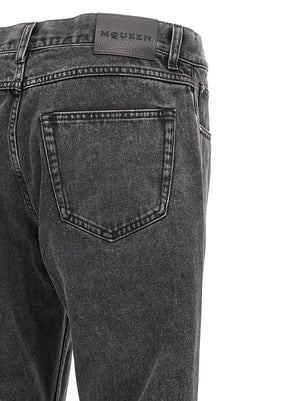 Alexander McQueen Schwarze Baumwoll-Jeans mit geradem Bein