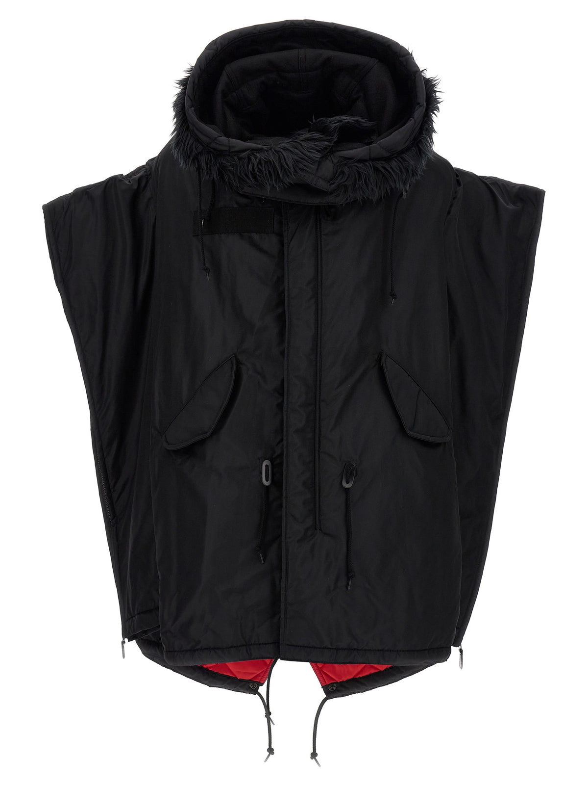 Junya Watanabe Schwarze Nylon-Jacke in voller Länge