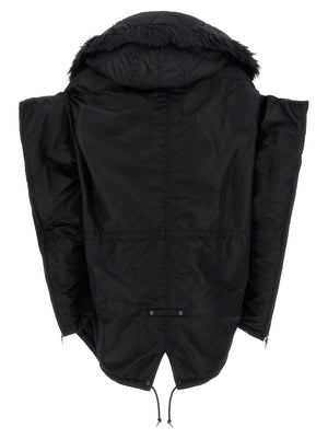 Junya Watanabe Schwarze Nylon-Jacke in voller Länge