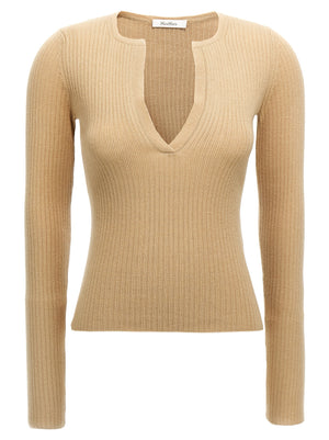 Max Mara Beige Seidenstrickjacke