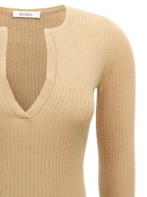 Max Mara Beige Seidenstrickjacke
