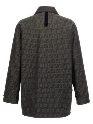 Fendi Braune Polyester-Jacke in voller Länge