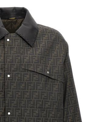 Fendi Braune Polyester-Jacke in voller Länge