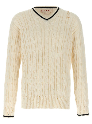 Marni Weißer Strickcardigan aus Baumwolle