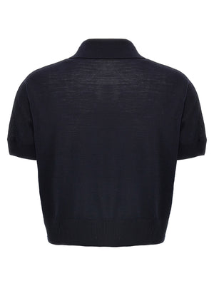 Khaite Kurzarmhemd aus blauer Wolle