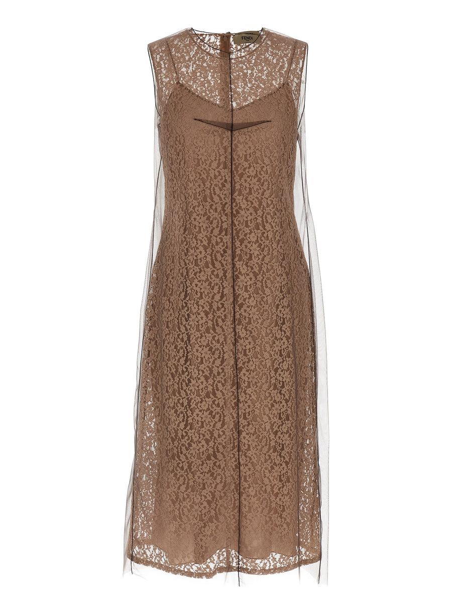 Fendi Beige Baumwoll-Midikleid