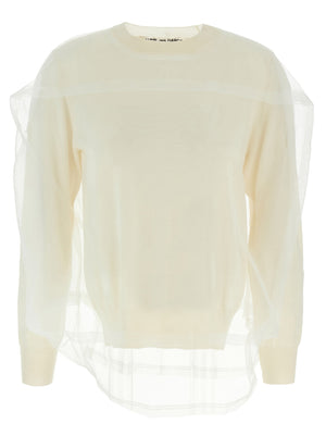 Comme Des Garçons Weiße Wollstrickjacke
