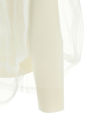 Comme Des Garçons Weiße Wollstrickjacke