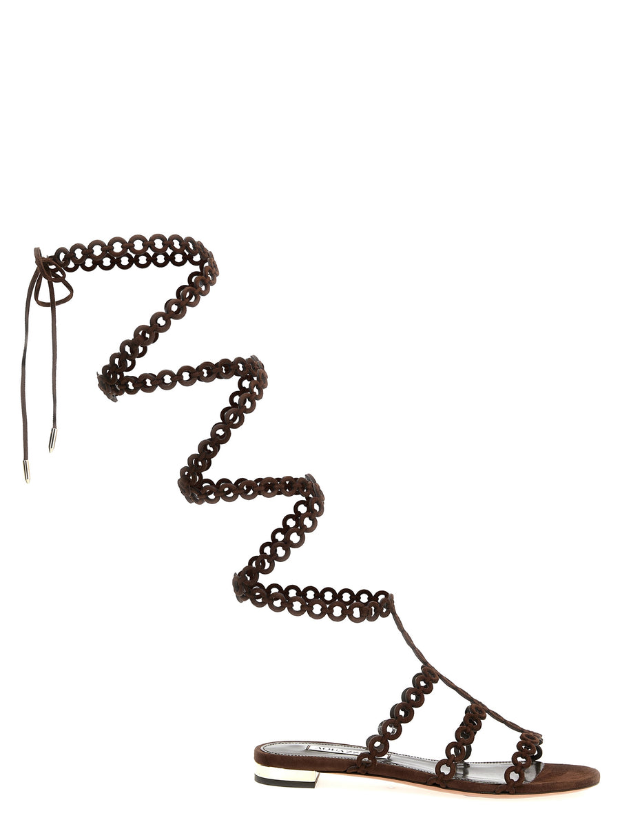 Aquazzura Braune Sandalen aus Ziegenleder
