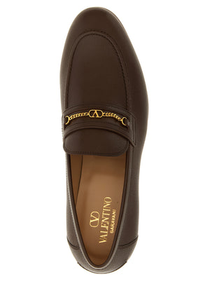 Valentino Garavani Braune Loafer aus Ziegenleder