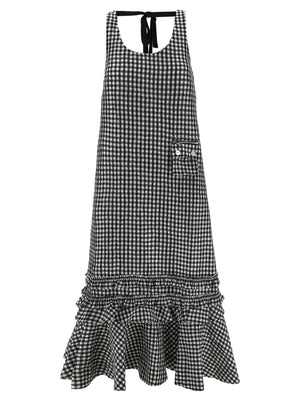 Ganni Schwarzes Polyester-Midikleid