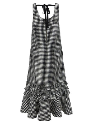 Ganni Schwarzes Polyester-Midikleid